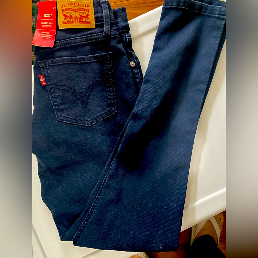 Levis Surplus Skinny Corduroy Ankle Dark Blue Size 24
